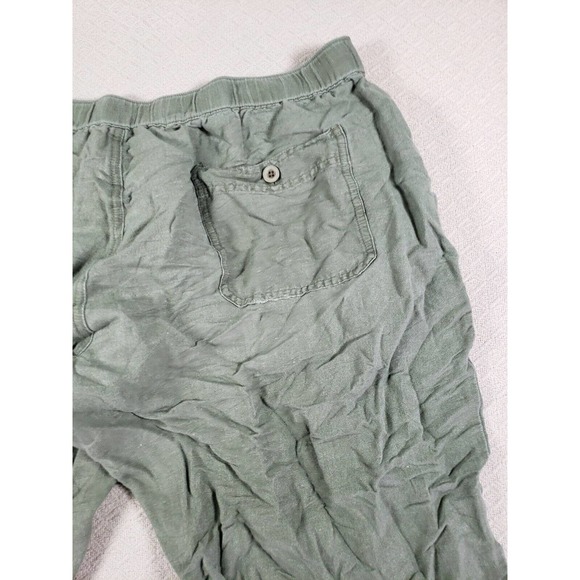 Cubavera Pants Womens 36 Green Straight Linen Mid Rise Slash Pockets Drawstring - Picture 8 of 9